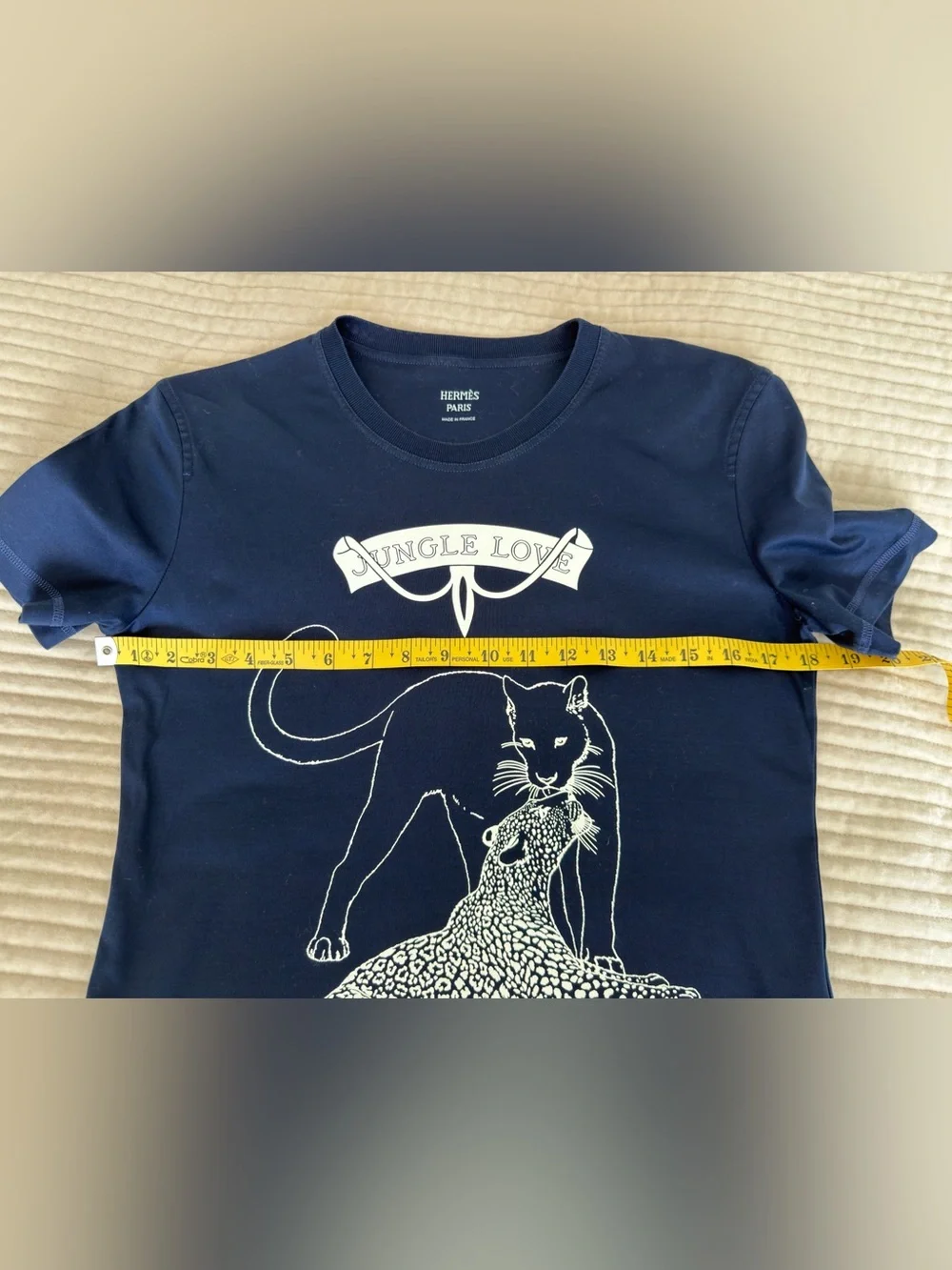 Hermes Women's Navy Blue & White  Short Sleeve TShirt Top Size 38 ( US 4 )